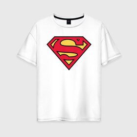 Женская футболка хлопок Oversize с принтом Superman logo в городе Новоалтайск, 100% хлопок | свободный крой, круглый ворот, спущенный рукав, длина до линии бедер
 | clark kent | superman | кларк кент | супермен | супермэн