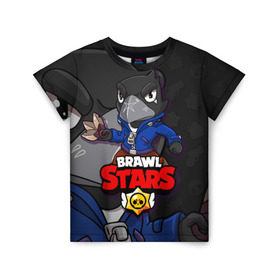 Детская футболка 3D с принтом BRAWL STARS CROW в городе Новоалтайск, 100% гипоаллергенный полиэфир | прямой крой, круглый вырез горловины, длина до линии бедер, чуть спущенное плечо, ткань немного тянется | brawl stars | brawl stars crow | brawler | crow | бравл старз | бравлер | ворон