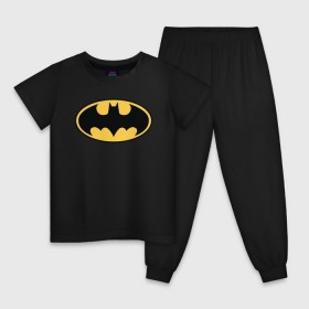 Детская пижама хлопок с принтом Batman logo в городе Новоалтайск, 100% хлопок |  брюки и футболка прямого кроя, без карманов, на брюках мягкая резинка на поясе и по низу штанин
 | Тематика изображения на принте: bat man | batman | batman comics | caped crusader | comics | dark knight | бетмен | брюс уэйн | бэт мен | бэтмен | тёмный рыцарь