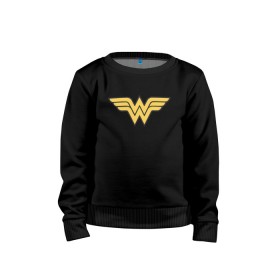 Детский свитшот хлопок с принтом Wonder Woman в городе Новоалтайск, 100% хлопок | круглый вырез горловины, эластичные манжеты, пояс и воротник | dc | dc comics | diana prince | wonder woman | вандер вуман | вондер вуман | диана принс | супер женщина | чудо женщина