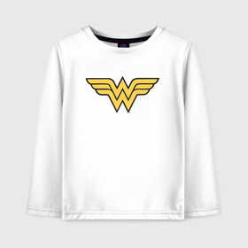 Детский лонгслив хлопок с принтом Wonder Woman Logo в городе Новоалтайск, 100% хлопок | круглый вырез горловины, полуприлегающий силуэт, длина до линии бедер | dc | dc comics | diana prince | wonder woman | вандер вуман | вондер вуман | диана принс | супер женщина | чудо женщина