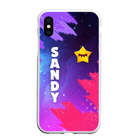 Чехол для iPhone XS Max матовый с принтом BRAWL STARS - SANDY в городе Новоалтайск, Силикон | Область печати: задняя сторона чехла, без боковых панелей | brawl | bull | colt | crow | game | games | leon | online | penny | poco | sandy | shelly | spike | star | stars | wanted | брав | бравл | браво | звезда | звезды | игра | игры | лого | онлайн | сенди | старс | сэнди