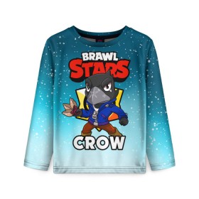 Детский лонгслив 3D с принтом BRAWL STARS CROW в городе Новоалтайск, 100% полиэстер | длинные рукава, круглый вырез горловины, полуприлегающий силуэт
 | brawl stars | brawl stars crow | brawler | crow | бравл старз | бравлер | ворон
