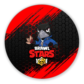 Коврик для мышки круглый с принтом BRAWL STARS  CROW / ВОРОН в городе Новоалтайск, резина и полиэстер | круглая форма, изображение наносится на всю лицевую часть | 8 bit | 8 бит | brawl stars | bull | colt | crow | leon | leon shark | shark | stars | акула | берли | ворон | динамайк | кольт | леон | леон акула | нита | спайк | шелли | эль примо