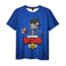 Мужская футболка 3D с принтом BRAWL STARS CROW в городе Новоалтайск, 100% полиэфир | прямой крой, круглый вырез горловины, длина до линии бедер | 8 bit | 8 бит | brawl stars | bull | colt | crow | leon | leon shark | shark | stars | акула | берли | ворон | динамайк | кольт | леон | леон акула | нита | спайк | шелли | эль примо
