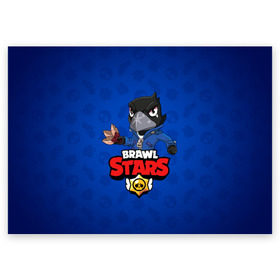 Поздравительная открытка с принтом BRAWL STARS  CROW в городе Новоалтайск, 100% бумага | плотность бумаги 280 г/м2, матовая, на обратной стороне линовка и место для марки
 | Тематика изображения на принте: 8 bit | 8 бит | brawl stars | bull | colt | crow | leon | leon shark | shark | stars | акула | берли | ворон | динамайк | кольт | леон | леон акула | нита | спайк | шелли | эль примо