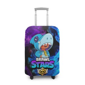 Чехол для чемодана 3D с принтом BRAWL STARS LEON SHARK в городе Новоалтайск, 86% полиэфир, 14% спандекс | двустороннее нанесение принта, прорези для ручек и колес | 8 bit | 8 бит | bibi | brawl stars | bull | coach mike | colt | crow | evil gene | gale | gene | leon | leon shark | max | mecha crow | mortis | mr.p | nani | phoenix | sally leon | sandy | shark | spike | sprout | stars | tara