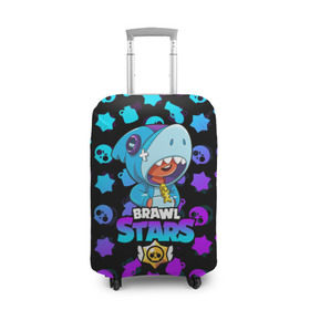 Чехол для чемодана 3D с принтом BRAWL STARS LEON SHARK в городе Новоалтайск, 86% полиэфир, 14% спандекс | двустороннее нанесение принта, прорези для ручек и колес | 8 bit | 8 бит | brawl stars | bull | colt | crow | leon | leon shark | shark | stars | акула | берли | ворон | динамайк | кольт | леон | леон акула | нита | спайк | шелли | эль примо