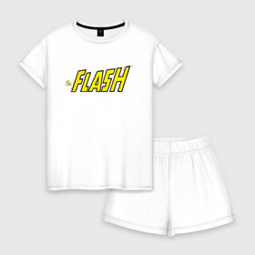 Женская пижама с шортиками хлопок с принтом The Flash в городе Новоалтайск, 100% хлопок | футболка прямого кроя, шорты свободные с широкой мягкой резинкой | barry allen | dc | dc comics | flash | shtatflash | барри аллен | флеш | флэш