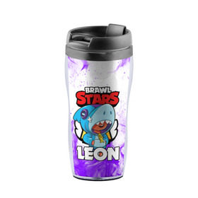 Термокружка-непроливайка с принтом BRAWL STARS LEON SHARK в городе Новоалтайск, внутренняя часть — пищевой пластик, наружная часть — прозрачный пластик, между ними — полиграфическая вставка с рисунком | объем — 350 мл, герметичная крышка | 8 bit | 8 бит | brawl stars | bull | colt | crow | leon | leon shark | shark | stars | акула | берли | ворон | динамайк | кольт | леон | леон акула | нита | спайк | шелли | эль примо