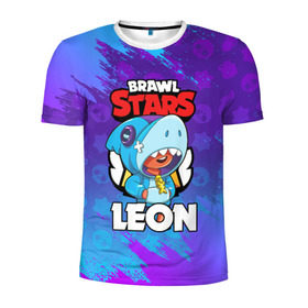 Мужская футболка 3D спортивная с принтом BRAWL STARS LEON SHARK в городе Новоалтайск, 100% полиэстер с улучшенными характеристиками | приталенный силуэт, круглая горловина, широкие плечи, сужается к линии бедра | Тематика изображения на принте: 8 bit | 8 бит | brawl stars | bull | colt | crow | leon | leon shark | shark | stars | акула | берли | ворон | динамайк | кольт | леон | леон акула | нита | спайк | шелли | эль примо
