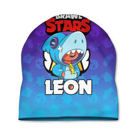 Шапка 3D с принтом BRAWL STARS LEON SHARK в городе Новоалтайск, 100% полиэстер | универсальный размер, печать по всей поверхности изделия | 8 bit | 8 бит | brawl stars | bull | colt | crow | leon | leon shark | shark | stars | акула | берли | ворон | динамайк | кольт | леон | леон акула | нита | спайк | шелли | эль примо