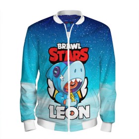 Мужской бомбер 3D с принтом BRAWL STARS LEON SHARK в городе Новоалтайск, 100% полиэстер | застегивается на молнию, по бокам два кармана без застежек, по низу бомбера и на воротнике - эластичная резинка | 8 bit | 8 бит | brawl stars | bull | colt | crow | leon | leon shark | shark | stars | акула | берли | ворон | динамайк | кольт | леон | леон акула | нита | спайк | шелли | эль примо