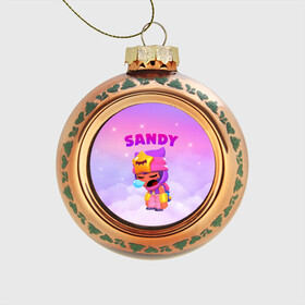 Стеклянный ёлочный шар с принтом BRAWL STARS - SANDY в городе Новоалтайск, Стекло | Диаметр: 80 мм | brawl | bull | colt | crow | game | games | leon | online | penny | poco | sandy | shelly | spike | star | stars | wanted | брав | бравл | браво | звезда | звезды | игра | игры | лого | онлайн | сенди | старс | сэнди