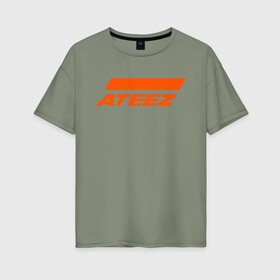 Женская футболка хлопок Oversize с принтом Ateez в городе Новоалтайск, 100% хлопок | свободный крой, круглый ворот, спущенный рукав, длина до линии бедер
 | ateez | atiny | destiny | k pop | kpop | kq fellaz | атеез | атез | атэз | ёсан | к поп | кпоп | минки | сан | сонхва | тин поп | уён | хонджун | чонхо | эйтиз | эйтини | юнхо