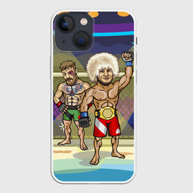 Чехол для iPhone 13 mini с принтом Хабиб Нурмагомедов VS Конор в городе Новоалтайск,  |  | khabib | mcgreg | mcgregor | mma | ufc | боец | дагестан | даги | единоборства | конор | конор макгрегор | макгрегор | махачкала | мма | спорт | хабиб | хабиб нурмагомедов | юфс