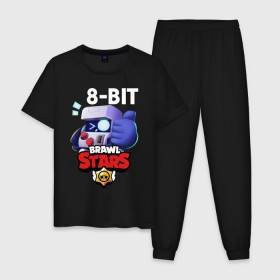 Мужская пижама хлопок с принтом Brawl Stars 8-BIT в городе Новоалтайск, 100% хлопок | брюки и футболка прямого кроя, без карманов, на брюках мягкая резинка на поясе и по низу штанин
 | 8 bit | 8 бит | brawl | brawl stars | crow | leon | stars | бравл | бравл старс | браво старс | игра | компьютерная | кров | леон | онлайн | старс