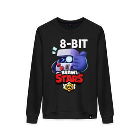 Женский свитшот хлопок с принтом Brawl Stars 8-BIT в городе Новоалтайск, 100% хлопок | прямой крой, круглый вырез, на манжетах и по низу широкая трикотажная резинка  | 8 bit | 8 бит | brawl | brawl stars | crow | leon | stars | бравл | бравл старс | браво старс | игра | компьютерная | кров | леон | онлайн | старс