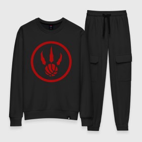 Женский костюм хлопок с принтом Toronto Raptors alt в городе Новоалтайск, 100% хлопок | на свитшоте круглая горловина, мягкая резинка по низу. Брюки заужены к низу, на них два вида карманов: два 