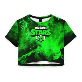 Женская футболка Cropp-top с принтом BRAWL STARS в городе Новоалтайск, 100% полиэстер | круглая горловина, длина футболки до линии талии, рукава с отворотами | android | brawl stars | crow | games | leon | mobile game | stars | бравл старс | ворон | игры | леон | мобильные игры