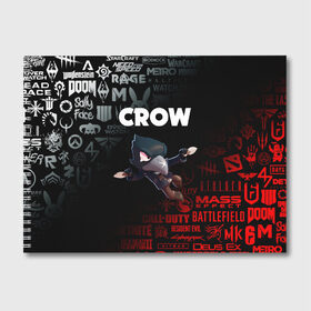 Альбом для рисования с принтом BRAWL STARS CROW в городе Новоалтайск, 100% бумага
 | матовая бумага, плотность 200 мг. | Тематика изображения на принте: brawl stars | bull | colt | crow | leon | leon shark | shark | stars | акула | берли | ворон | динамайк | кольт | леон | леон акула | нита | спайк | шелли | эль примо