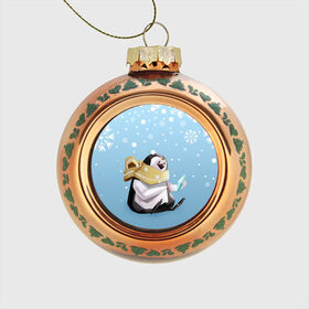 Стеклянный ёлочный шар с принтом New Year Penguin в городе Новоалтайск, Стекло | Диаметр: 80 мм | happy new year | santa | дед мороз | каникулы | мороз | новогодний свитер | новый год | оливье | праздник | рождество | санта клаус | свитер новогодний | снег | снегурочка | снежинки