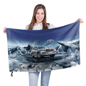 Флаг 3D с принтом Land Cruiser 200 в городе Новоалтайск, 100% полиэстер | плотность ткани — 95 г/м2, размер — 67 х 109 см. Принт наносится с одной стороны | land cruiser 200 | toyota | авто | автомобиль | автопробег | автоспорт | антарктида | арктика | внедорожники | ралли | спорткар | экстрим