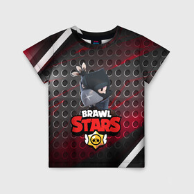 Детская футболка 3D с принтом BRAWL STARS CROW в городе Новоалтайск, 100% гипоаллергенный полиэфир | прямой крой, круглый вырез горловины, длина до линии бедер, чуть спущенное плечо, ткань немного тянется | android | brawl stars | crow | games | leon | mobile game | stars | бравл старс | ворон | игры | леон | мобильные игры