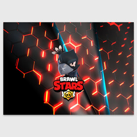 Поздравительная открытка с принтом BRAWL STARS CROW в городе Новоалтайск, 100% бумага | плотность бумаги 280 г/м2, матовая, на обратной стороне линовка и место для марки
 | Тематика изображения на принте: android | brawl stars | crow | games | leon | mobile game | stars | бравл старс | ворон | игры | леон | мобильные игры