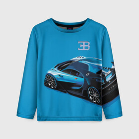 Детский лонгслив 3D с принтом Bugatti в городе Новоалтайск, 100% полиэстер | длинные рукава, круглый вырез горловины, полуприлегающий силуэт
 | bugatti | car | italy | motorsport | prestige | автомобиль | автоспорт | бугатти | италия | престиж