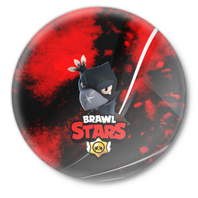 Значок с принтом BRAWL STARS CROW в городе Новоалтайск,  металл | круглая форма, металлическая застежка в виде булавки | Тематика изображения на принте: android | brawl stars | crow | games | leon | mobile game | stars | бравл старс | ворон | игры | леон | мобильные игры