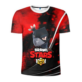 Мужская футболка 3D спортивная с принтом BRAWL STARS CROW в городе Новоалтайск, 100% полиэстер с улучшенными характеристиками | приталенный силуэт, круглая горловина, широкие плечи, сужается к линии бедра | android | brawl stars | crow | games | leon | mobile game | stars | бравл старс | ворон | игры | леон | мобильные игры