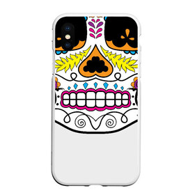 Чехол для iPhone XS Max матовый с принтом Мексиканский череп - Skull в городе Новоалтайск, Силикон | Область печати: задняя сторона чехла, без боковых панелей | calavera | day of the dead | dia de los muertos | halloween | skull | sugar skull | готика | день мертвых | колдовство | мексиканский череп | мистика | подарок | сахарный череп | цветы | череп