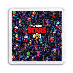 Магнит 55*55 с принтом BRAWL STARS ПЕРСОНАЖИ в городе Новоалтайск, Пластик | Размер: 65*65 мм; Размер печати: 55*55 мм | Тематика изображения на принте: 8 bit | 8 бит | brawl | brawl stars | bull | colt | crow | jessie | leon | sandy | shell | spike | stars | бравл | бравл старс | браво старс | ворон | ворона | джесси | игра | кактус | кольт | компьютерная | леон | логотипы | логотипы игр 