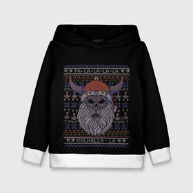 Детская толстовка 3D с принтом Vikings Xmas Sweater в городе Новоалтайск, 100% полиэстер | двухслойный капюшон со шнурком для регулировки, мягкие манжеты на рукавах и по низу толстовки, спереди карман-кенгуру с мягким внутренним слоем | christmas | king | new | ragnar | skandinavia | snow | snowflakes | valhalla | vikings | xmas | year | вальхалла | викинги | год | король | новый | рагнар | рождество | скандинавия | снег