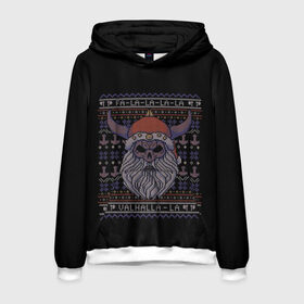 Мужская толстовка 3D с принтом Vikings Xmas Sweater в городе Новоалтайск, 100% полиэстер | двухслойный капюшон со шнурком для регулировки, мягкие манжеты на рукавах и по низу толстовки, спереди карман-кенгуру с мягким внутренним слоем. | christmas | king | new | ragnar | skandinavia | snow | snowflakes | valhalla | vikings | xmas | year | вальхалла | викинги | год | король | новый | рагнар | рождество | скандинавия | снег