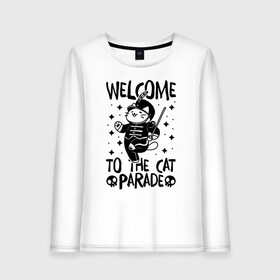 Женский лонгслив хлопок с принтом Welcome to the cat parade в городе Новоалтайск, 100% хлопок |  | gerard way | mcr | my chemical romance | альтернативный | группа | джерард уэй | май кемикал романс | мкр | мой химический роман | мхр | мцр | панк | поп | поппанк | рок | рэй торо