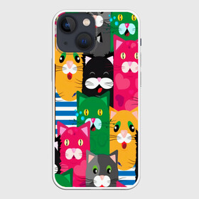 Чехол для iPhone 13 mini с принтом Голодные котики. в городе Новоалтайск,  |  | pattern | голодные котики | котики | коты | котята | паттерн