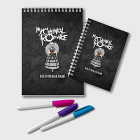 Блокнот с принтом My Chemical Romance в городе Новоалтайск, 100% бумага | 48 листов, плотность листов — 60 г/м2, плотность картонной обложки — 250 г/м2. Листы скреплены удобной пружинной спиралью. Цвет линий — светло-серый
 | Тематика изображения на принте: gerard way | mcr | my chemical romance | альтернативный | группа | джерард уэй | май кемикал романс | мкр | мой химический роман | мхр | мцр | панк | поп | поппанк | рок | рэй торо