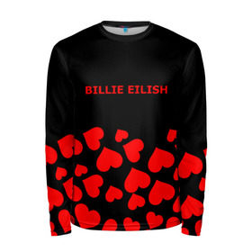 Мужской лонгслив 3D с принтом Billie Eilish в городе Новоалтайск, 100% полиэстер | длинные рукава, круглый вырез горловины, полуприлегающий силуэт | billie eilish | надпись | сердечки | сердца