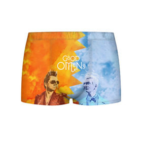 Мужские трусы 3D с принтом Good Omens в городе Новоалтайск, 50% хлопок, 50% полиэстер | классическая посадка, на поясе мягкая тканевая резинка | Тематика изображения на принте: aziraphale | crowley | david | demon | good | omens | pratchett | tennant | terry | азирафаэль | ангел | благие | демон | дэвид | знамения | кроули | майкл шин | пратчетт | теннант | терри
