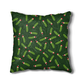 Подушка 3D с принтом MERRY PICKLE RICKMAS! в городе Новоалтайск, наволочка – 100% полиэстер, наполнитель – холлофайбер (легкий наполнитель, не вызывает аллергию). | состоит из подушки и наволочки. Наволочка на молнии, легко снимается для стирки | rick and morty | мультсериал | новый год | рик и морти | рождество