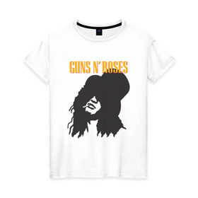 Женская футболка хлопок с принтом Guns n roses в городе Новоалтайск, 100% хлопок | прямой крой, круглый вырез горловины, длина до линии бедер, слегка спущенное плечо | axl rose | geffen records | gnr | guns | rock | roses | slash | гансы | пистолеты | розы | рок | слеш | эксл роуз
