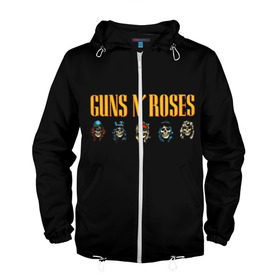 Мужская ветровка 3D с принтом Guns n roses в городе Новоалтайск, 100% полиэстер | подол и капюшон оформлены резинкой с фиксаторами, два кармана без застежек по бокам, один потайной карман на груди | axl rose | geffen records | gnr | guns | rock | roses | slash | гансы | пистолеты | розы | рок | слеш | эксл роуз