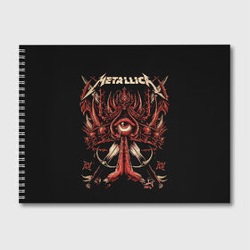 Альбом для рисования с принтом Metallica в городе Новоалтайск, 100% бумага
 | матовая бумага, плотность 200 мг. | Тематика изображения на принте: heavy metal | metal | metallica | гитара | группы | метал | металлика | музыка | рок | трэш метал | хєви метал