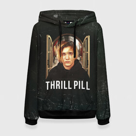 Женская толстовка 3D с принтом THRILL PILL - Грустная Песня в городе Новоалтайск, 100% полиэстер  | двухслойный капюшон со шнурком для регулировки, мягкие манжеты на рукавах и по низу толстовки, спереди карман-кенгуру с мягким внутренним слоем. | fuelle | logo | music | noir | pil | pill | rap | raper | symbol | thril | thrill | tril | trill | дамб | лого | музыка | пил | пилл | рэп | рэппер | сам | символ | трил | трилл | тхрил | тхрилл | фотографии | щит