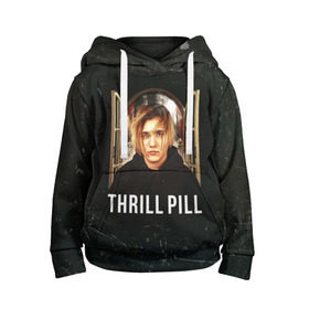 Детская толстовка 3D с принтом THRILL PILL - Грустная Песня в городе Новоалтайск, 100% полиэстер | двухслойный капюшон со шнурком для регулировки, мягкие манжеты на рукавах и по низу толстовки, спереди карман-кенгуру с мягким внутренним слоем | Тематика изображения на принте: fuelle | logo | music | noir | pil | pill | rap | raper | symbol | thril | thrill | tril | trill | дамб | лого | музыка | пил | пилл | рэп | рэппер | сам | символ | трил | трилл | тхрил | тхрилл | фотографии | щит