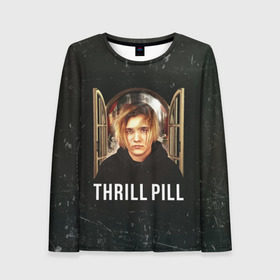 Женский лонгслив 3D с принтом THRILL PILL - Грустная Песня в городе Новоалтайск, 100% полиэстер | длинные рукава, круглый вырез горловины, полуприлегающий силуэт | fuelle | logo | music | noir | pil | pill | rap | raper | symbol | thril | thrill | tril | trill | дамб | лого | музыка | пил | пилл | рэп | рэппер | сам | символ | трил | трилл | тхрил | тхрилл | фотографии | щит