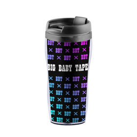 Термокружка-непроливайка с принтом BIG BABY TAPE в городе Новоалтайск, внутренняя часть — пищевой пластик, наружная часть — прозрачный пластик, между ними — полиграфическая вставка с рисунком | объем — 350 мл, герметичная крышка | baby | bbt | big | dragonborn | dragons | gimme | logo | lost | luv | rap | raper | symbol | tape | the | trap | взял | дракон | драконы | лого | русский | рэп | рэппер | символ | твою