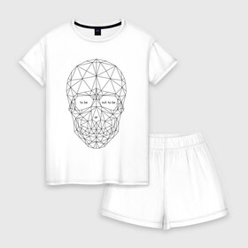 Женская пижама с шортиками хлопок с принтом To be or not to be в городе Новоалтайск, 100% хлопок | футболка прямого кроя, шорты свободные с широкой мягкой резинкой | 